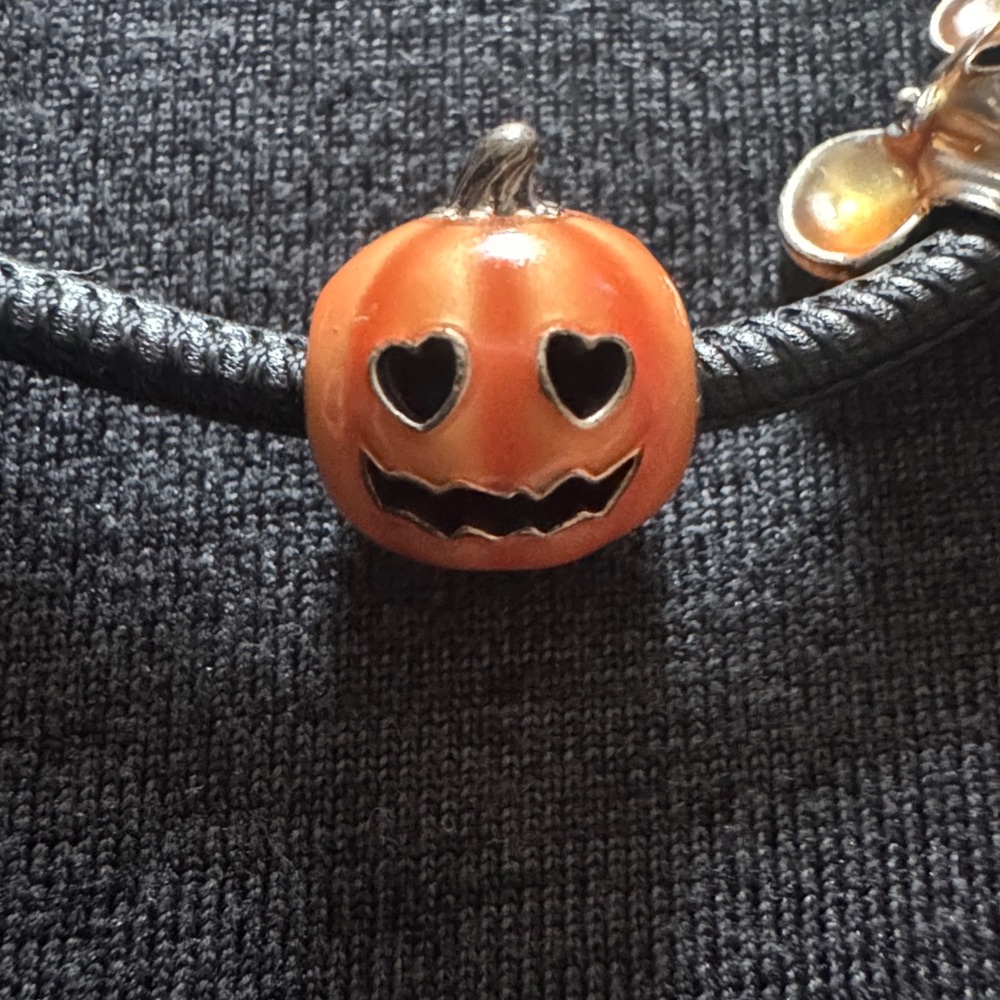 Silver sliding bracelet with black leather
Sterling silver with halloween charms - Picture 5 of 12